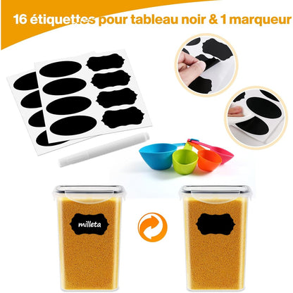 16 Boîtes Alimentaires en Plastique Sans BPA avec Couvercles