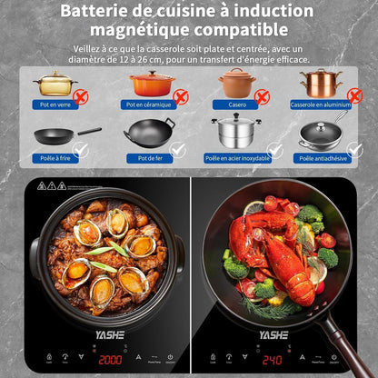 Plaque de cuisson à induction – Double plaque à induction, 10 niveaux de température
