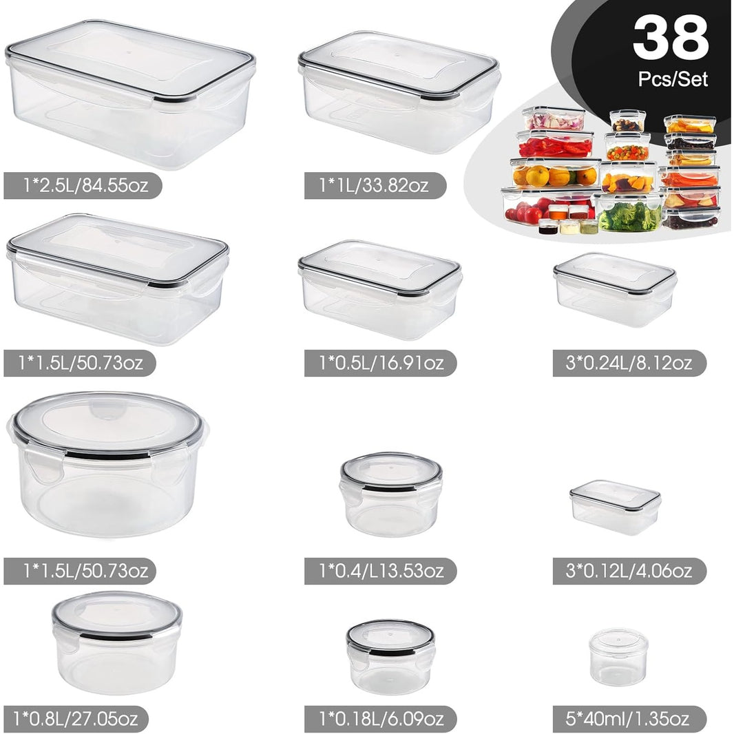 Boîte Conservation Alimentaire 38 Pièces, Sans BPA Boîte Alimentaire Set