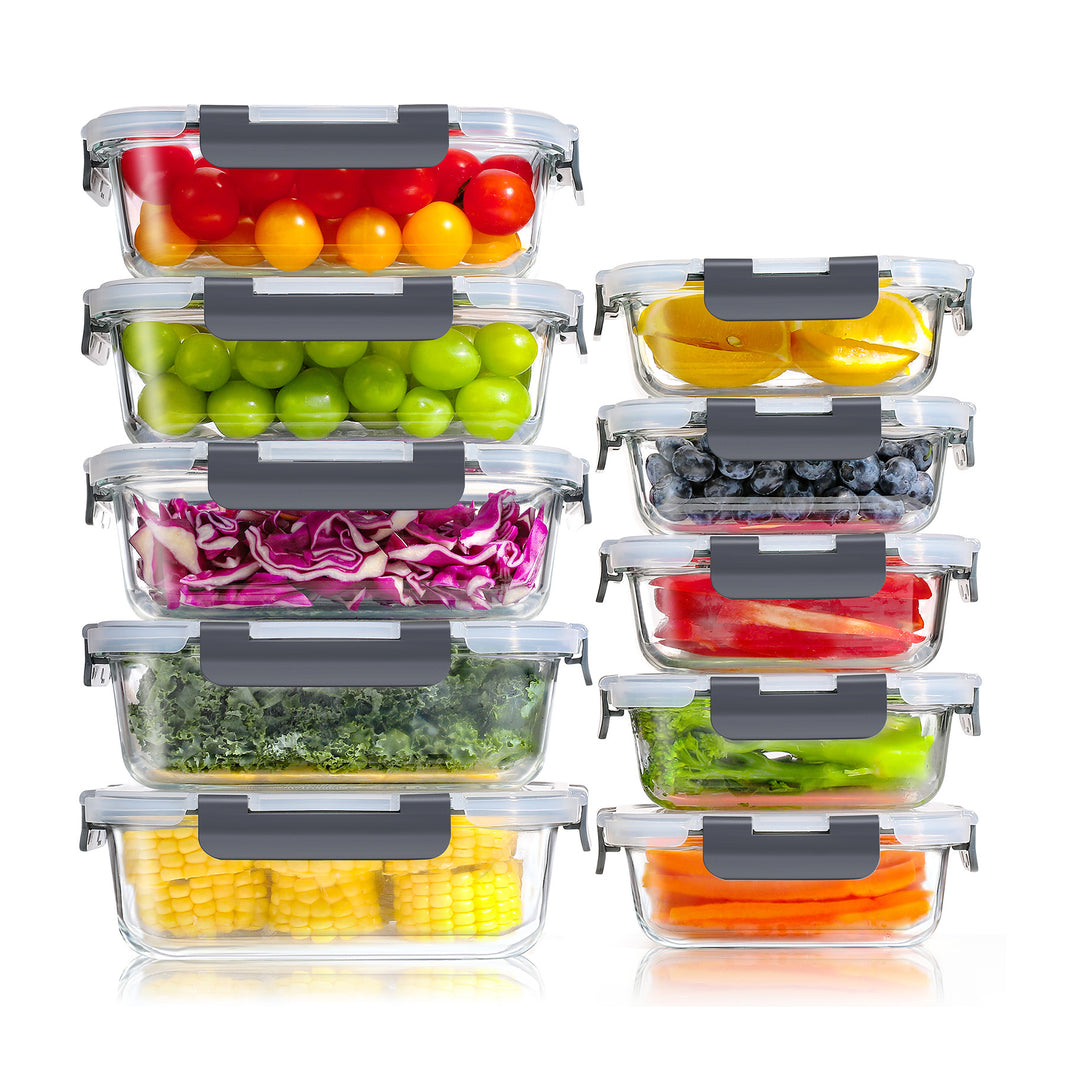 Lot de 10 Lunch Box Verre Réutilisables, Sans BPA