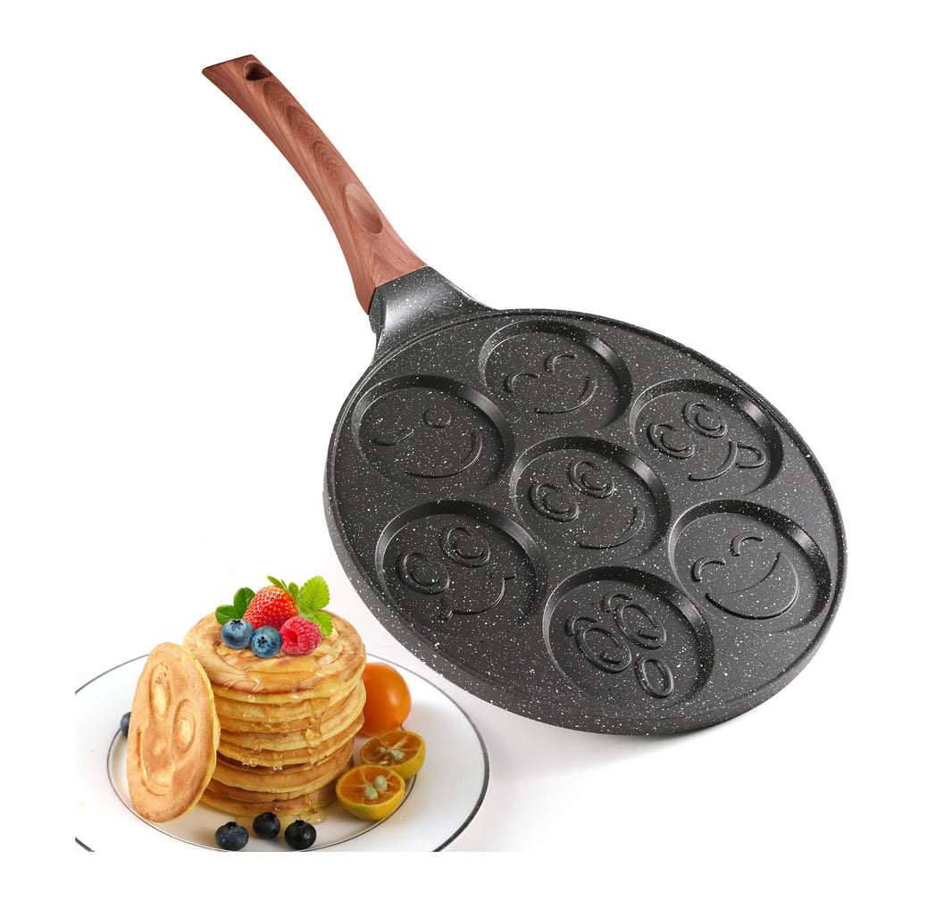 Piastra per Pancake a Forma di Sorriso, Padella per Crepes Antiaderente a 7 Fori