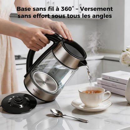 Bouilloire Électrique Temperature Reglable en Verre 1,7L, 2200W Ébullition Rapide