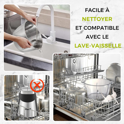 Hachoir Électrique 1,8L+2L, Robot de Cuisine avec Récipients en Verre et en Acier Inoxydable