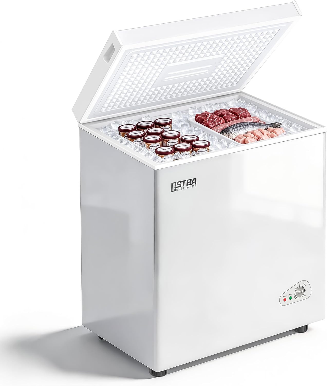 Congélateur coffre 150L, pose libre, Noir | 2 paniers amovibles, 6 niveaux de température, faible consommation d'énergie et fonctionnement silencieux de 45 dB