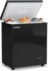 Congélateur coffre 150L, pose libre, Noir | 2 paniers amovibles, 6 niveaux de température, faible consommation d'énergie et fonctionnement silencieux de 45 dB
