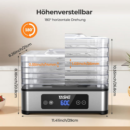 Déshydrateur Alimentaire, 5 Plateaux En Acier Inoxydable