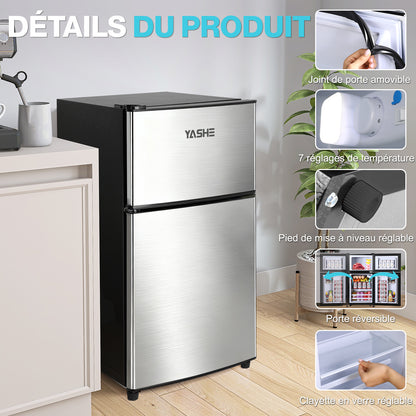 86L Mini-Réfrigérateur avec Congélateur, frigo Double Porte avec Congélateur Supérieur