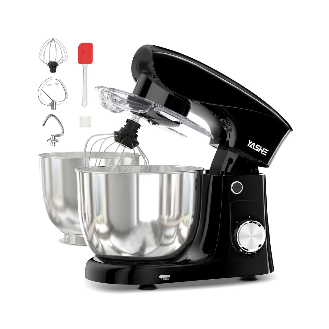 Robot Pâtissier 1500W, 4,5L + 5L Deux Bols en Acier Inoxydable