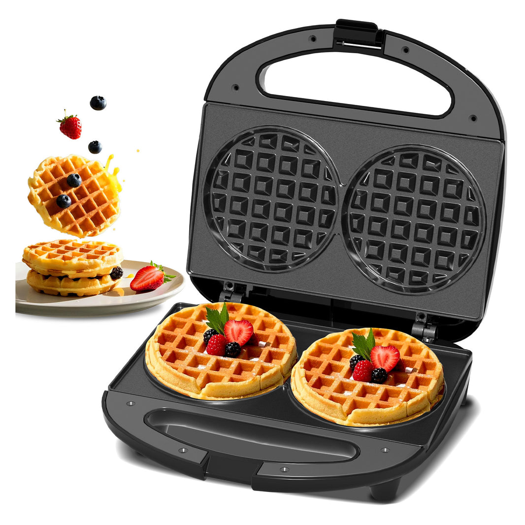 Mini Double Waffle Maker, Non-Stick Waffle Machine
