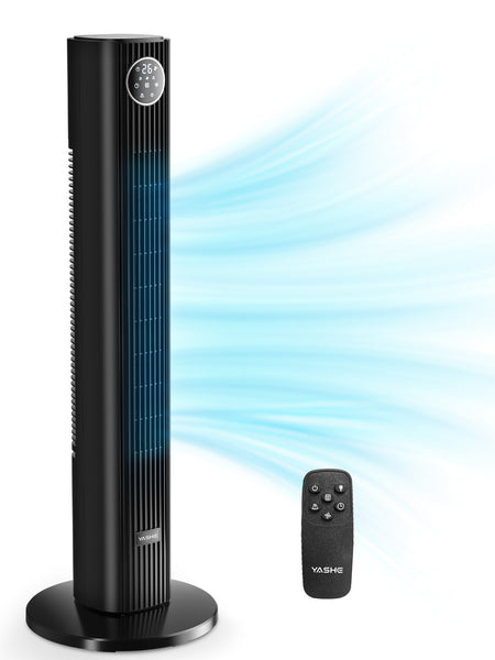 Ventilateur Tour Oscillant  - 3 Vitesses & Modes - Minuterie 12H - Télécommande - Noir