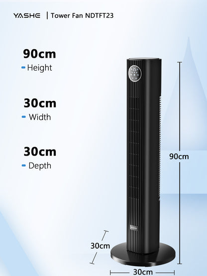 Ventilateur Tour Oscillant  - 3 Vitesses & Modes - Minuterie 12H - Télécommande - Noir