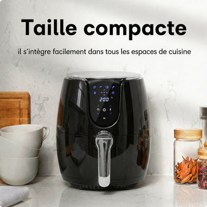 Air fryer 3.5L– 2500W, 6 modes préprogrammés, 80‑200°C, panier antiadhésif, sans huile