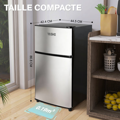 86L Mini-Réfrigérateur avec Congélateur, frigo Double Porte avec Congélateur Supérieur