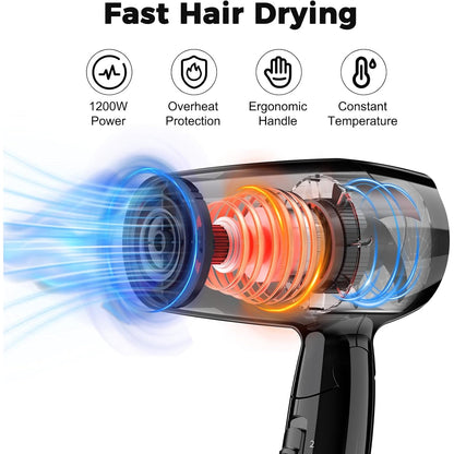 Mini Sèche-Cheveux Pliable, Sèche Cheveux de Voyage Léger avec 2 Modes