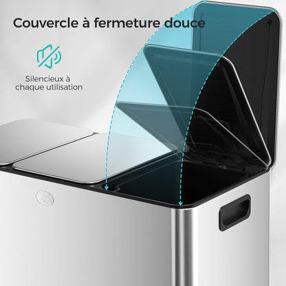 Poubelle à Double Compartiment avec Couvercle, 3x15L