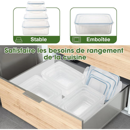 Boîte Alimentaire Set, 12 Pièces Boîtes Alimentaires Plastique Réutilisables avec Couvercles Hermétiques