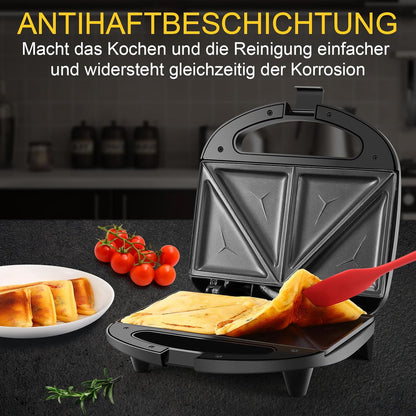 Appareil à croque-monsieur pour 2 croque-monsieur 750 W avec revêtement anti-adhésif