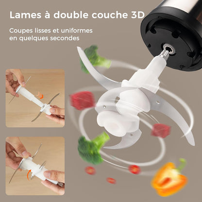 Hachoir Électrique 500W, Robot de Cuisine avec Bol en Acier Inoxydable 1,8L