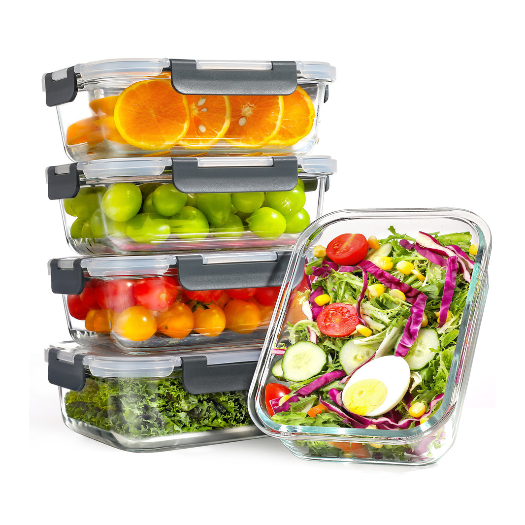 Lot de 5 Lunch Box Verre Réutilisables, Sans BPA