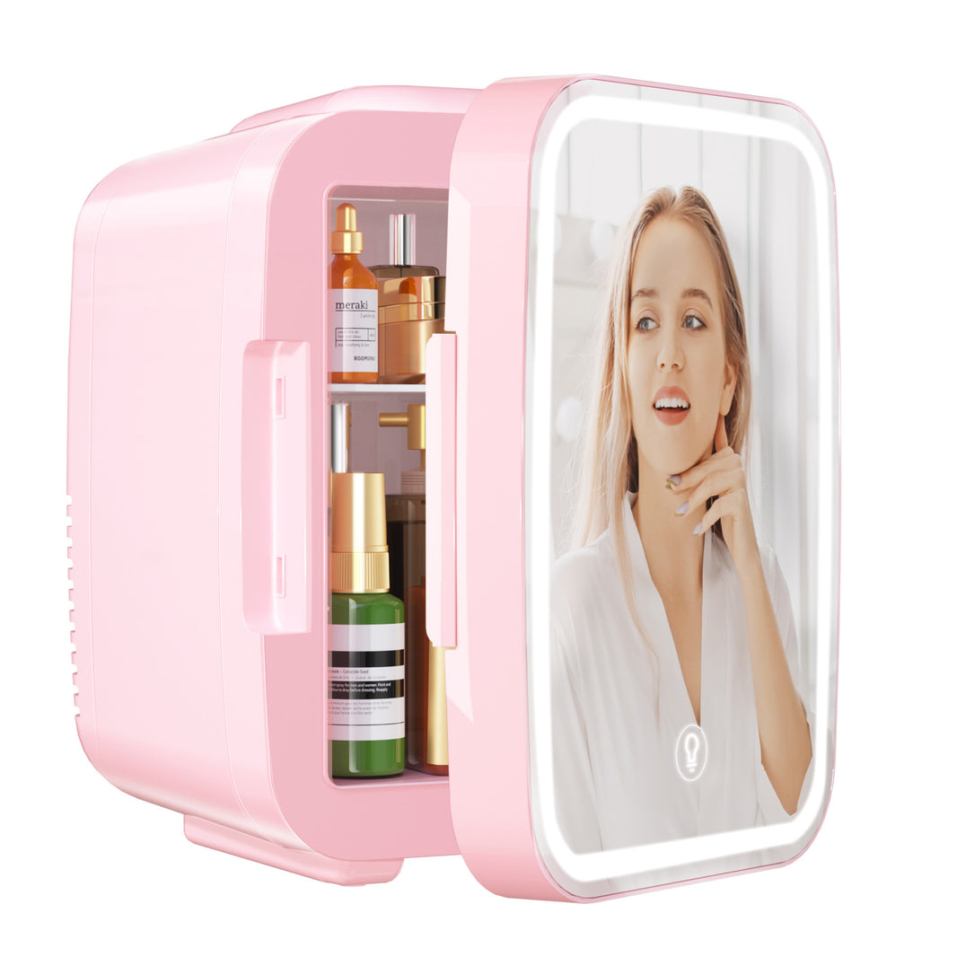 Petit Frigo de 4L Portable, Frigo Skincare avec Miroir LED
