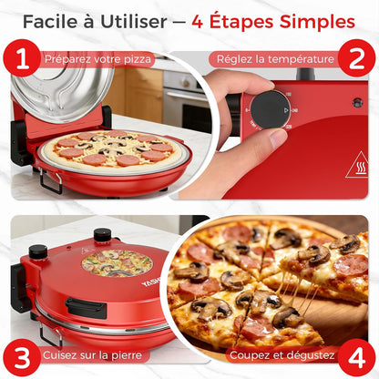 Four à pizza électrique pour plan de travail avec pierre à pizza