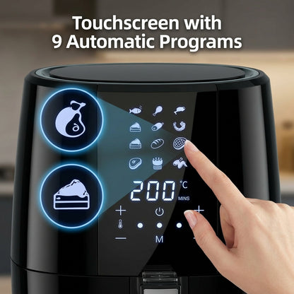 Air fryer 4.5L- Friteuse à Air Compacte, Programmes Auto, Compatible Lave-Vaisselle