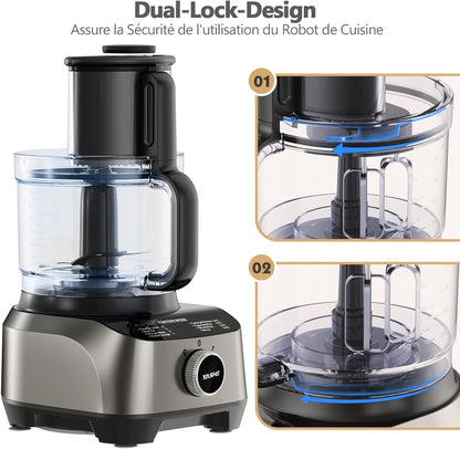 Robot da Cucina Multifunzione, Ciotola da 2,5L e Vaso da 1,5L, Mixer, Grinder, Estrattore di Succo