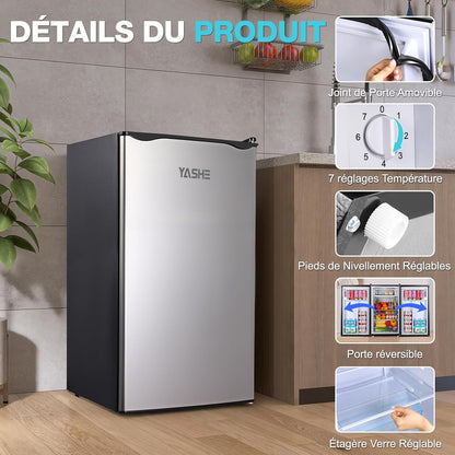 92L Petit Frigo avec Congélateur, Porte-Bouteilles Intégré Compact