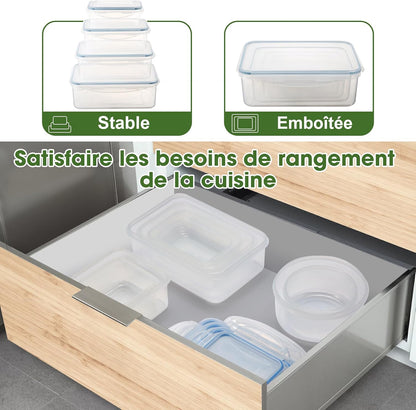 Boîte Alimentaire Set, 16 Pièces(8 récipient, 8 couvercle)