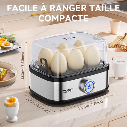 Cuiseur à œufs, cuisinier d'œufs compact de 400 W, 6 œufs faciles à peler