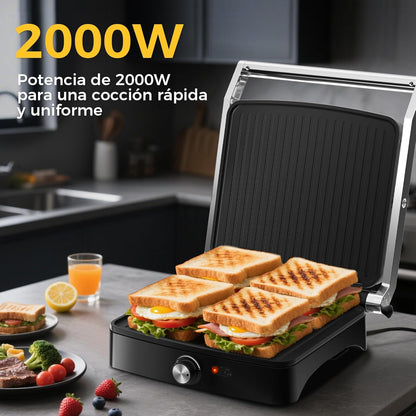 Piastra per Panini Elettrica 2000W – Macchina per Toast 4 Fette