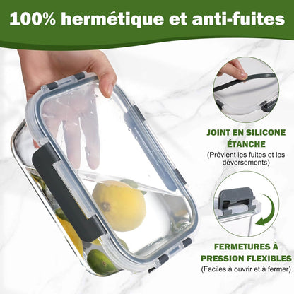Lot de 12 Lunch Box Verre Réutilisables, Sans BPA