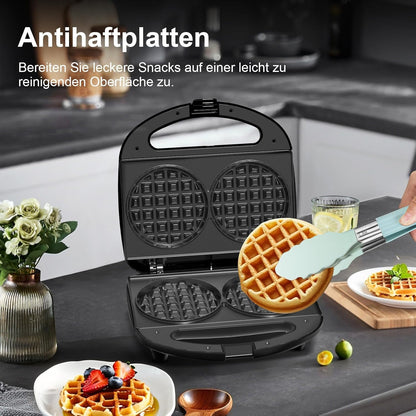 Mini Double Waffle Maker, Non-Stick Waffle Machine