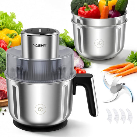 Hachoir Électrique avec 3 Bols pour Viande, Légumes et Sauces