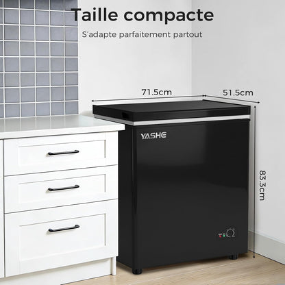 Congélateur coffre 150L, pose libre, Noir | 2 paniers amovibles, 6 niveaux de température, faible consommation d'énergie et fonctionnement silencieux de 45 dB