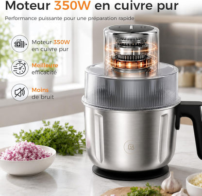 Hachoir Électrique avec 3 Bols pour Viande, Légumes et Sauces