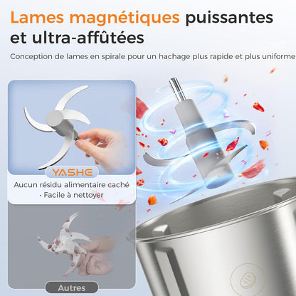 Hachoir Électrique avec 3 Bols pour Viande, Légumes et Sauces
