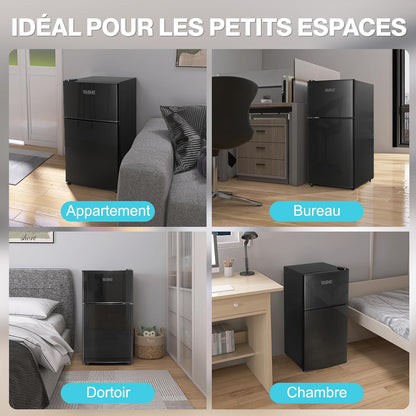 86L Mini-Réfrigérateur avec Congélateur, frigo Double Porte avec Congélateur Supérieur
