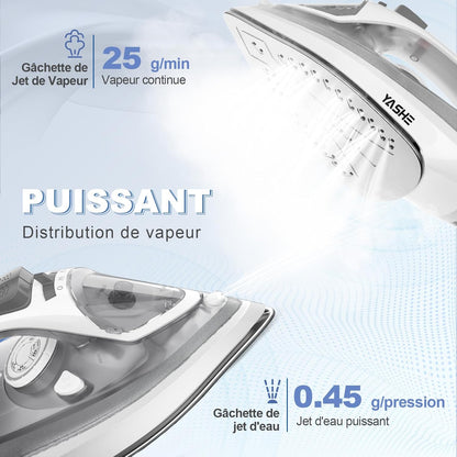 Fer à Repasser 2300 W avec Semelle Antiadhésive à Chauffage Rapide