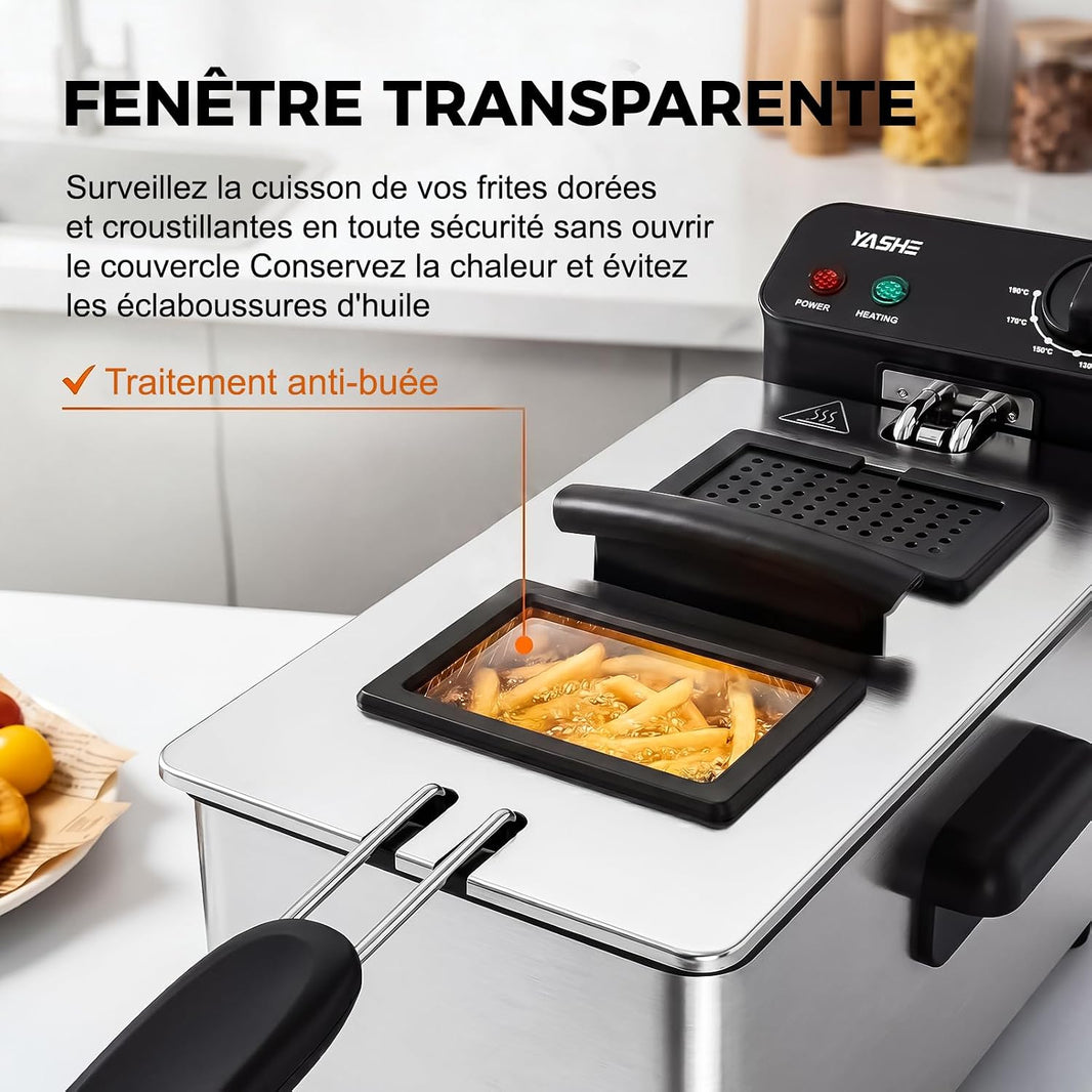 Friteuse Électrique 3,2 L, 1500 W, Température Réglable
