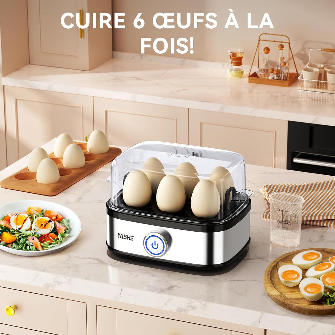Cuiseur à œufs, cuisinier d'œufs compact de 400 W, 6 œufs faciles à peler