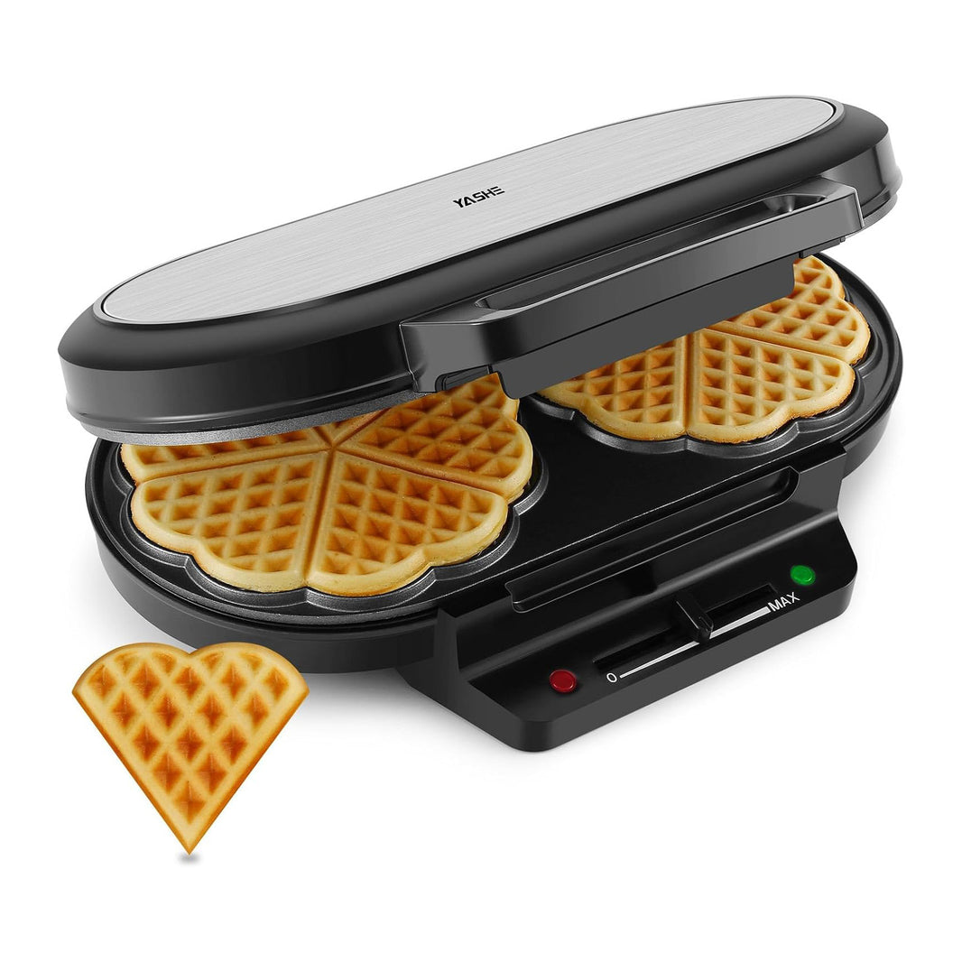 Macchina per waffle a forma di cuore, 10 waffle classici a forma di cuore con rivestimento antiaderente