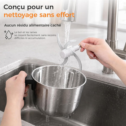 Hachoir Électrique avec 3 Bols pour Viande, Légumes et Sauces