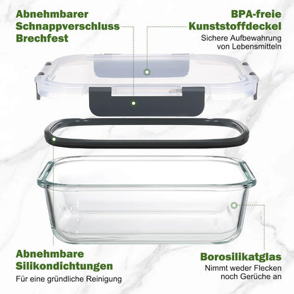 Lot de 5 Lunch Box Verre Réutilisables, Sans BPA