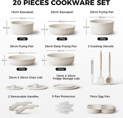 Batterie de cuisine 20 pièces, sans PFOA