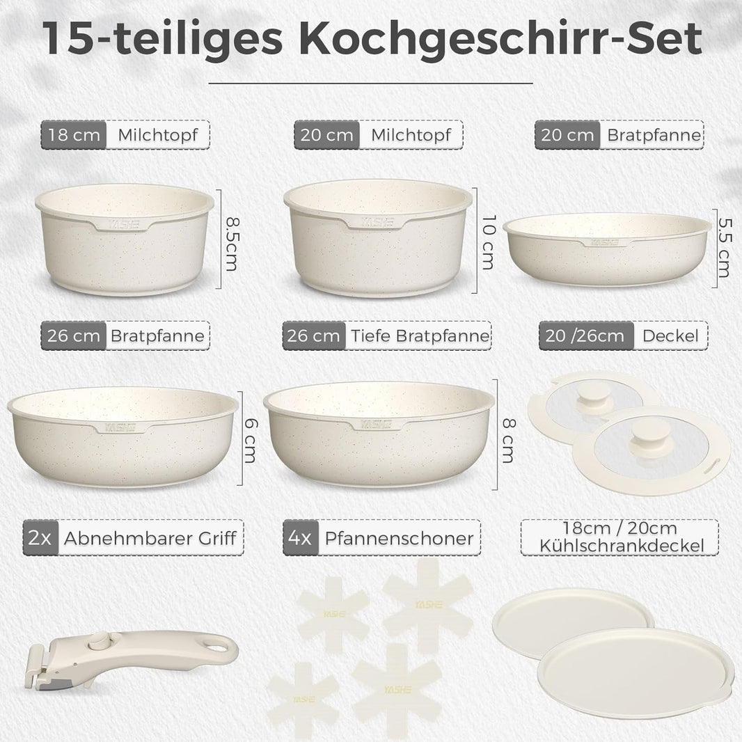 Batterie de cuisine 15 pièces, sans PFOA