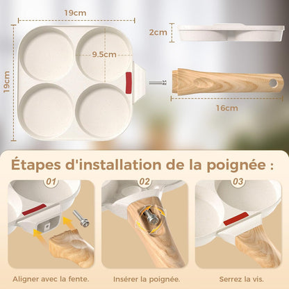 Padella per Crêpes a 4 Fori, Antiaderente per Uova