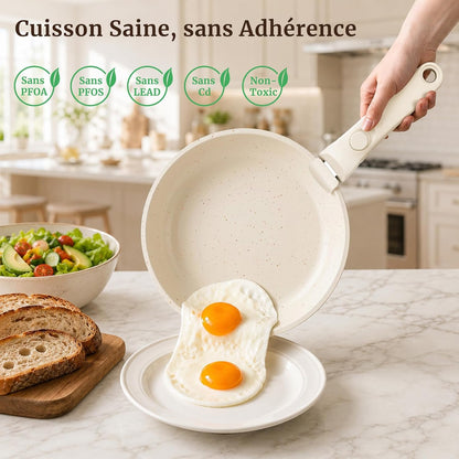 20 Pièces Set de Poêles et Casseroles Antiadhésives