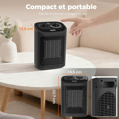Radiatore Elettrico PTC 1500W, Modalità Eco, 3 Livelli