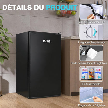 92L Petit Frigo avec Congélateur, Porte-Bouteilles Intégré Compact